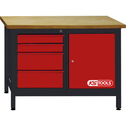 Banco de trabajo de acero - 865.0006 - Kstools  - para taller / con 4 cajones / con puerta