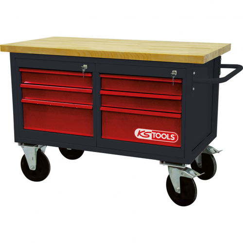 Banco de trabajo de acero - 865.0011 - Kstools  - para taller / con 6 cajones / móvil