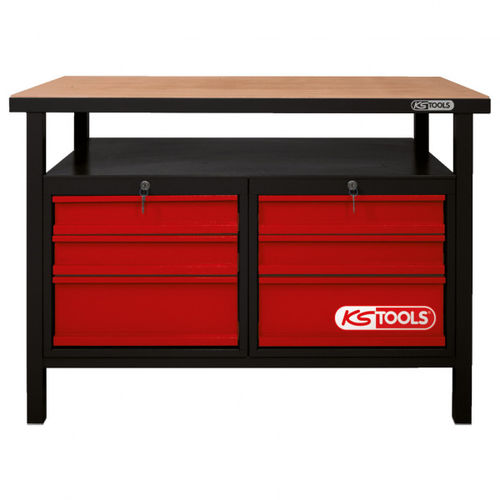 Banco de trabajo de acero - 865.0004 - Kstools  - para taller / con 6 cajones