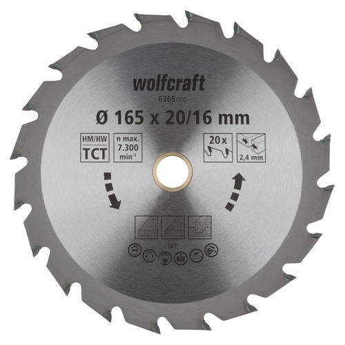 Hoja de sierra circular - 6355 - WOLCRAFT - para tronzado / de carburo de tungsteno / para madera