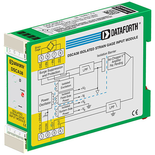 Acondicionador de señal para galga extensiométrica - DSCA38-01 - Dataforth Corporation - amplificador / en riel DIN