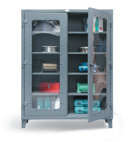 Armario de almacenamiento - LD-244, LD-243 series - Stronghold - de suelo / con puertas de cristal / con estantes