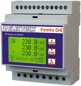 Contador de energía eléctrica trifásico - PFA641H-02 - ELECTREX - en riel DIN