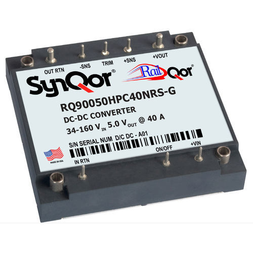 Convertidor DC/DC regulado - RQ90  - SYNQOR - rango de intensidades de entrada 4:1 / SMD / para aplicaciones ferroviarias