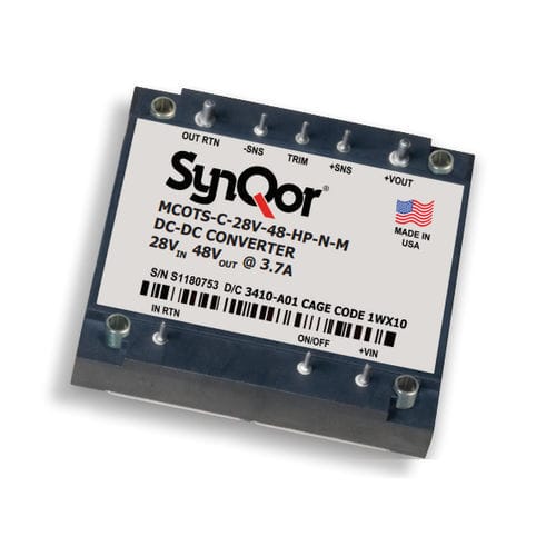 Convertidor DC/DC regulado - Mil-COTS 28V  - SYNQOR - aislado / de circuitos impresos / de salida simple
