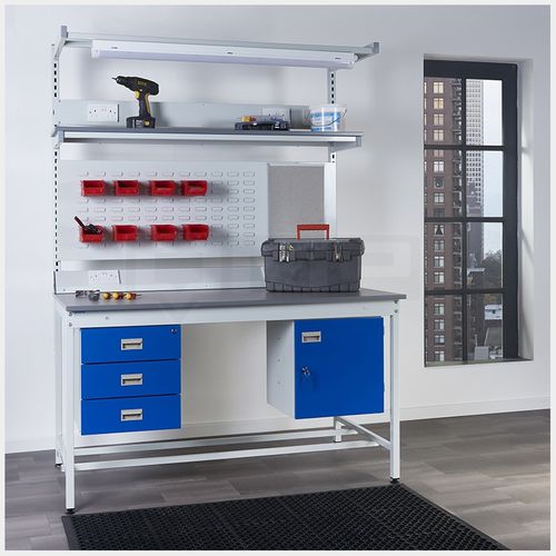 Banco de trabajo de acero - BQ841xxxPLXX - Quality Metal Products - con cajones