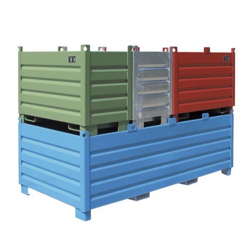 Caja-palé de acero - SBS series - Bauer - de transporte / para recogida selectiva / para carretilla elevadora