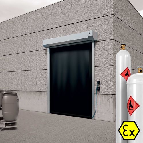 Puerta enrollable - S-549 - Entrematic Dynaco - de acero inoxidable / para interior / antideflagrante