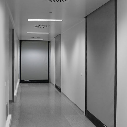 Puerta enrollable - D-313 - Entrematic Dynaco - de acero inoxidable / de PVC / para interior