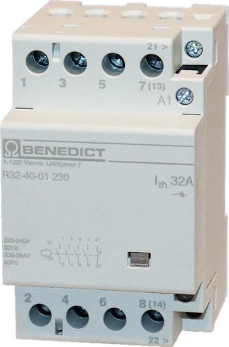 Contactor de alta potencia - R32-40-01 - BENEDIKT & JÄGER - 4 polos / en riel DIN / compacto