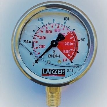 Manómetro de doble escala - AV10007 - Larzep - diferencial / roscado / NPT 1/4