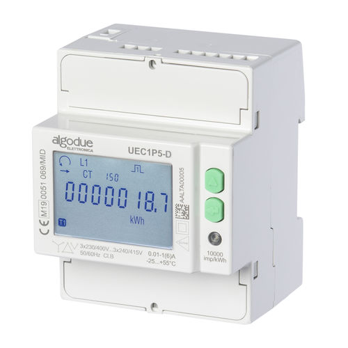 Contador de energía eléctrica trifásico - UEC1P5-D - Algodue Elettronica - en riel DIN / 50 Hz / con pantalla LCD