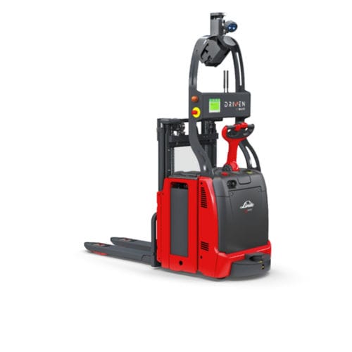 Apiladora para palés - L-MATIC - Linde Material Handling - alimentada por batería / con guiado automático / con operador a pie