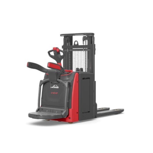 Apiladora eléctrica - D12 HP AP - Linde Material Handling - con plataforma para el operador / 24 V / para el transporte de 2 paletas a la vez