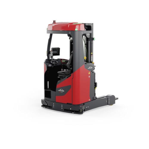 Carretilla retráctil eléctrica - R-MATIC k series - Linde Material Handling - con operador sentado de lado / con guiado automático / para pasillos estrechos