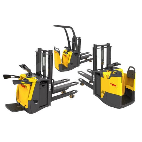 Apiladora para el transporte de 2 paletas a la vez - SRD series - TCM Forklifts - eléctrica / con plataforma para el operador / con operador plantado