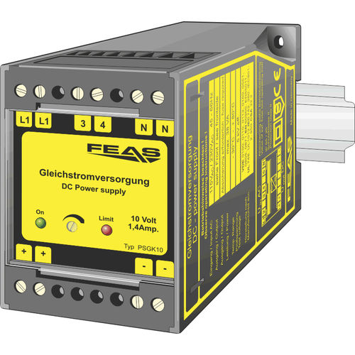 Alimentación eléctrica en riel DIN - PSGK10 - FEAS GmbH - AC/DC / de salida simple / regulada