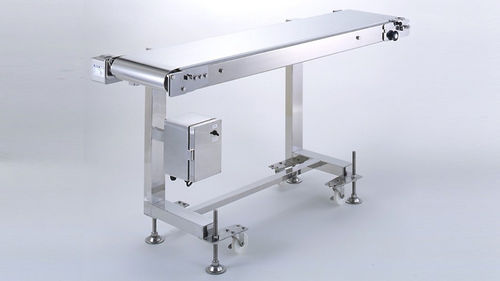 Cinta transportadora para la industria agroalimentaria - DFC series - DYMCO. LTD. - de acero inoxidable / para producto de chocolates / para pescado