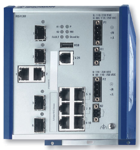 Conmutador Ethernet administrable - RSR - HIRSCHMANN - 6 puertos / gigabit / en riel DIN