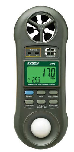 Aparato de medición multifunciones: temperatura, velocidad del aire, humedad relativa y luxómetro - 45170 - Extech