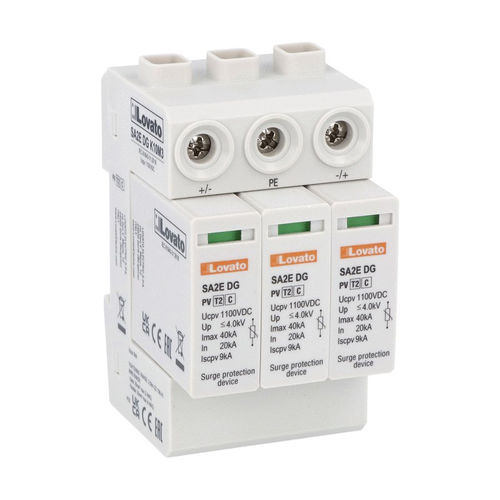 Protector de sobretensión de tipo 2 - SA2EDGK10M3 - LOVATO ELECTRIC - para instalación fotovoltaica / en riel DIN / enchufable