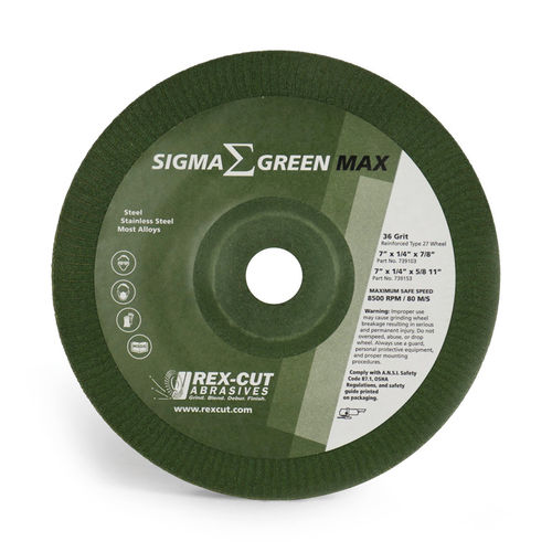 Muela de rectificado - Sigma Green Max  - Rex-Cut Abrasives - de botón / de óxido de aluminio / de centro presionadas