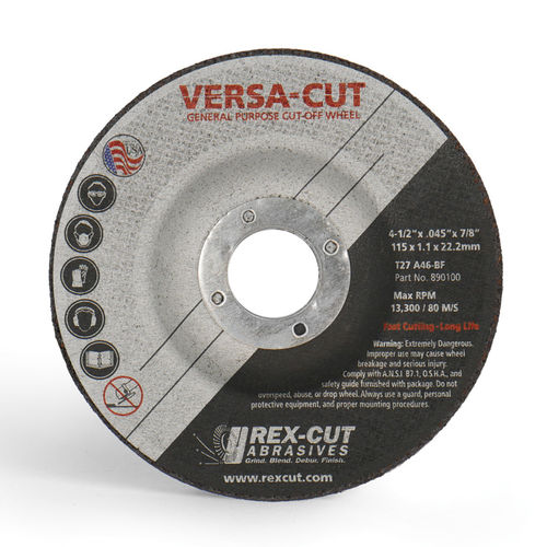 Disco tronzador de metal - Versa-Cut - Rex-Cut Abrasives - de óxido de aluminio / reforzado con fibra de vidrio