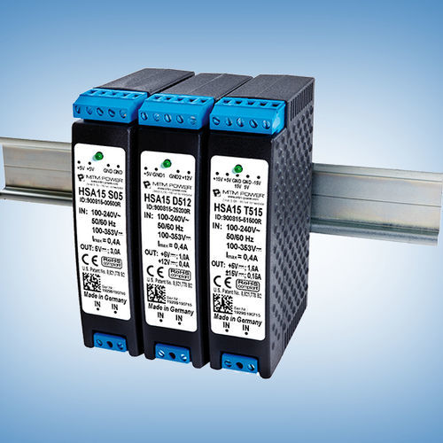 Alimentación eléctrica en riel DIN - HSA15 T512 - MTM Power Messtechnik Mellenbach GmbH - AC/DC / de tres salidas / para aplicaciones industriales