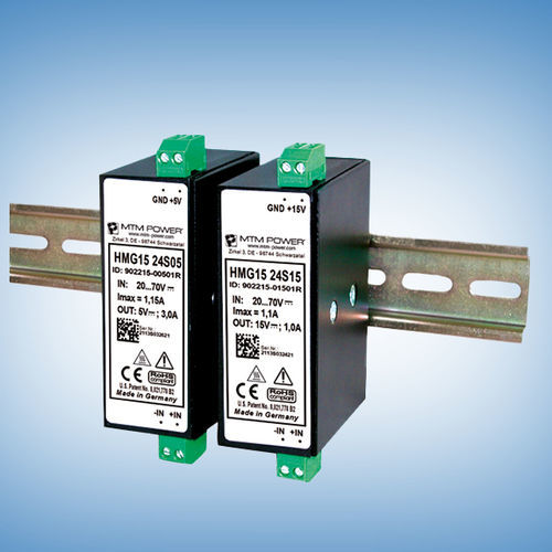 Alimentación eléctrica en riel DIN - HMG15 24S05 - MTM Power Messtechnik Mellenbach GmbH - DC/DC / de salida simple / CE
