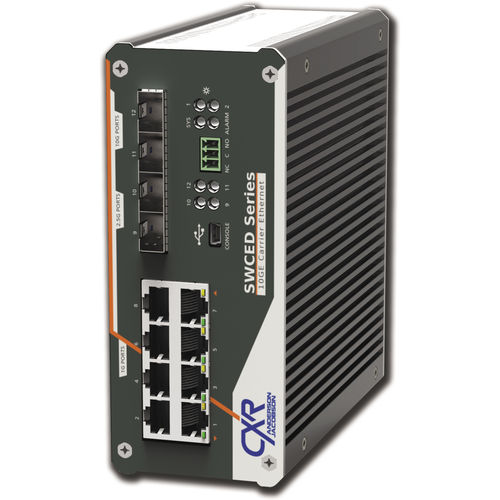 Conmutador Ethernet administrable - SWCED-2112 - CXR Networks - 12 puertos / 10/100BaseT(X) / 4 puertos de fibra óptica