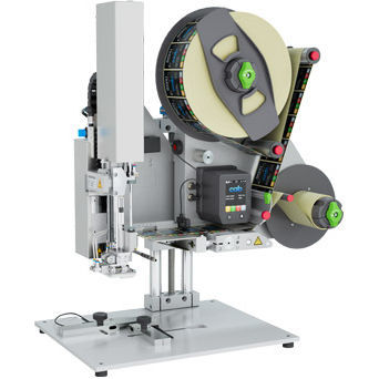 Aplicador de etiquetas automático - ROXI with HERMES - cab Produkttechnik GmbH & Co KG - para manga termorretráctil / compacto / horizontal