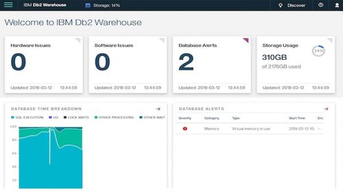 Software de gestión de almacenes WMS - Db2® Warehouse - IBM - de base de datos / de mando / de almacenamiento