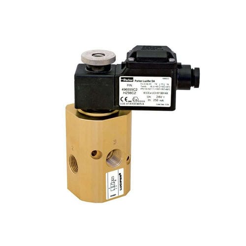 Electroválvula de control asistido - Parker Fluid Control Division - Europe - de 3 vías / NC / para gas