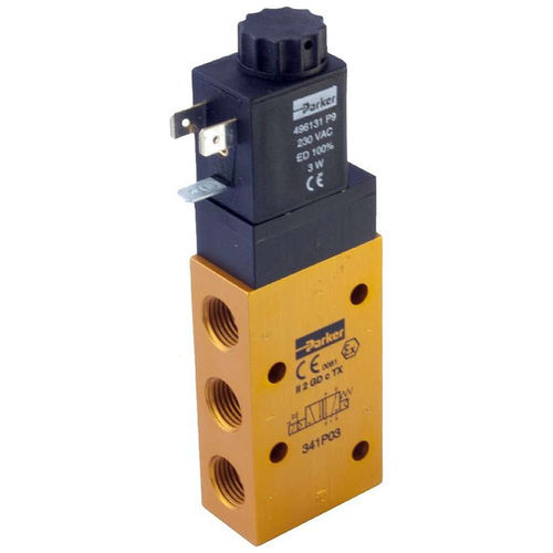 Distribuidor neumático con retorno por muelle - Parker Fluid Control Division - Europe - de cajón / accionado por solenoide / de control asistido