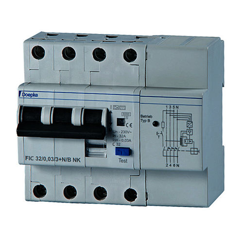 Interruptor diferencial de sobreintensidad - FIC 32/0,30/3+N-B NK - Doepke Schaltgeräte GmbH - modulable / en caja moldeada