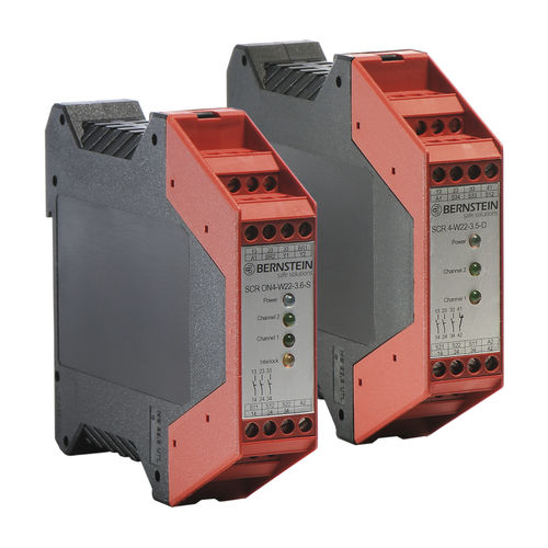 Relé de seguridad de parada de emergencia - SCR series - BERNSTEIN AG - para mando bimanual / para interruptor de seguridad / en riel DIN