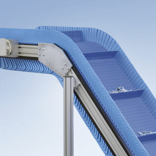 Transportador de cinta modular - KFM-P 2040 - Maschinenbau Kitz GmbH - inclinado / de transporte / móvil