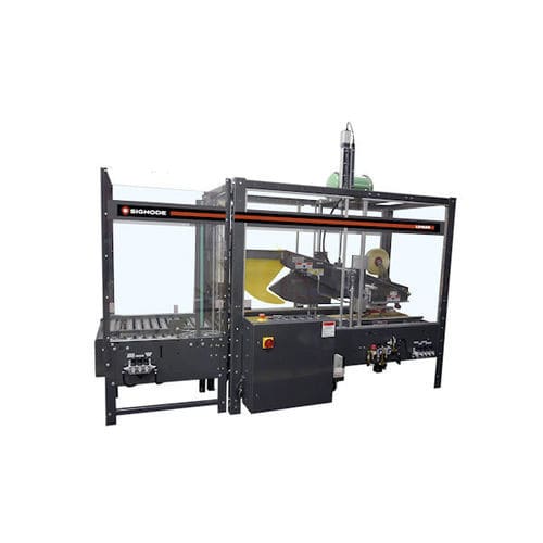 Precintadora de cajas de cartón con cuatro solapas - LD-16AR - SIGNODE - cinta adhesiva / totalmente automática