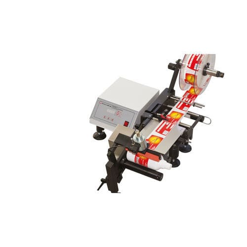 Aplicador de etiquetas manual - MARTE - E-Packaging Srl - semiautomático / para botellas / para aplicación en la parte superior del producto