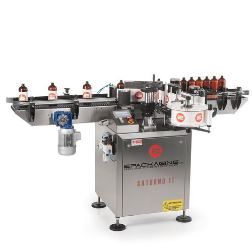 Máquina de etiquetado automática - SATURNO 1T  - E-Packaging Srl - para botellas / para aplicación en el lateral del producto / para aplicación en la parte superior del producto