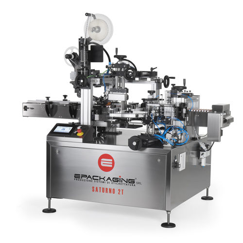 Máquina de etiquetado controlada por PLC - SATURNO MAKEUP - E-Packaging Srl - para aplicación en el lateral del producto / para aplicación en la parte inferior del producto / para aplicaciones cosméticas