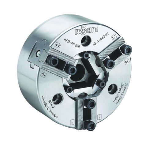Mandril de torno automático - KFD-AF - RÖHM GmbH - 3 mordazas / con centro hueco / autocentrante