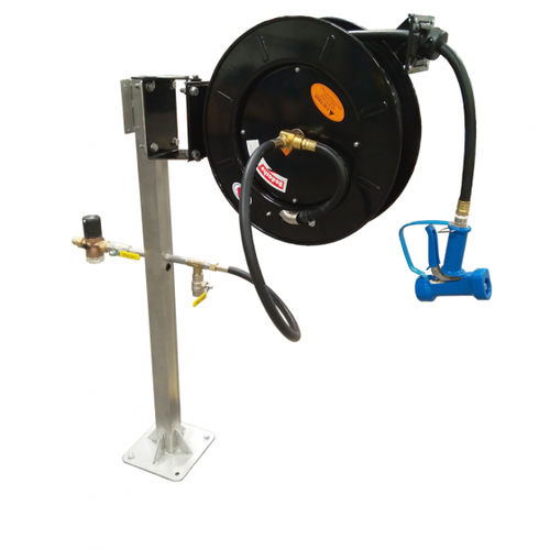 Enrollador de tubo - STD-HR series - Hughes Safety Showers - retráctil / para uso intensivo / con pedestal