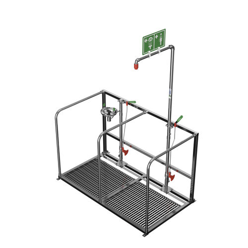 Ducha de seguridad de pie - EXP-SD-65G - Hughes Safety Showers - montada sobre plataforma / con lavaojos y lavacara / sin calefacción