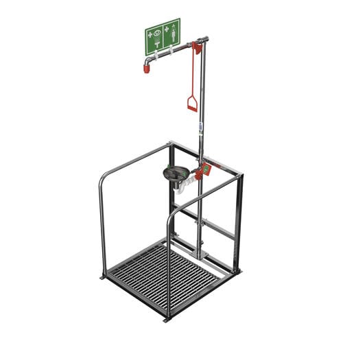 Ducha de seguridad de pie - EXP-63G - Hughes Safety Showers - con lavaojos y lavacara / de interior