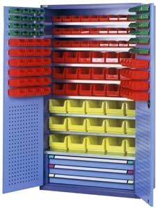 Armario de taller - max.  300 x 1 950 mm - THURMETALL - con patas / con puertas dobles / de acero