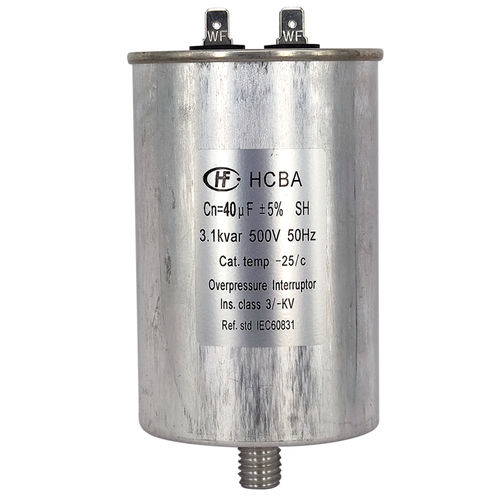 Condensador eléctrico de película - HCBA series - Xiamen Hongfa Electroacoustic Co.,Ltd. - cilíndrico / de rosca / de compensación factor de potencia