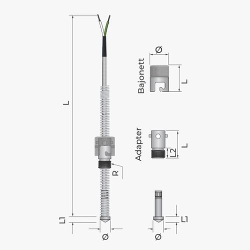 Sonda de temperatura Pt100 - 116 - MESEL S.L - Pt1000 / termopar tipo J / termopar tipo K