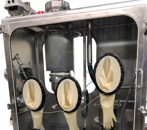 Caja de guantes de contención - De Dietrich - para la industria farmacéutica / de acero inoxidable 304