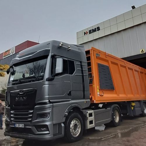 Semirremolque con compactador de basura - EMS Machinery - portamaquinaria / con suspensión neumática / de desechos